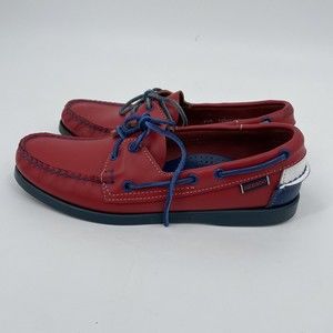 Sebago Docksides Spinnaker Colorblock Lace Up Boat Shoes Mens US Size 8.5 M Red